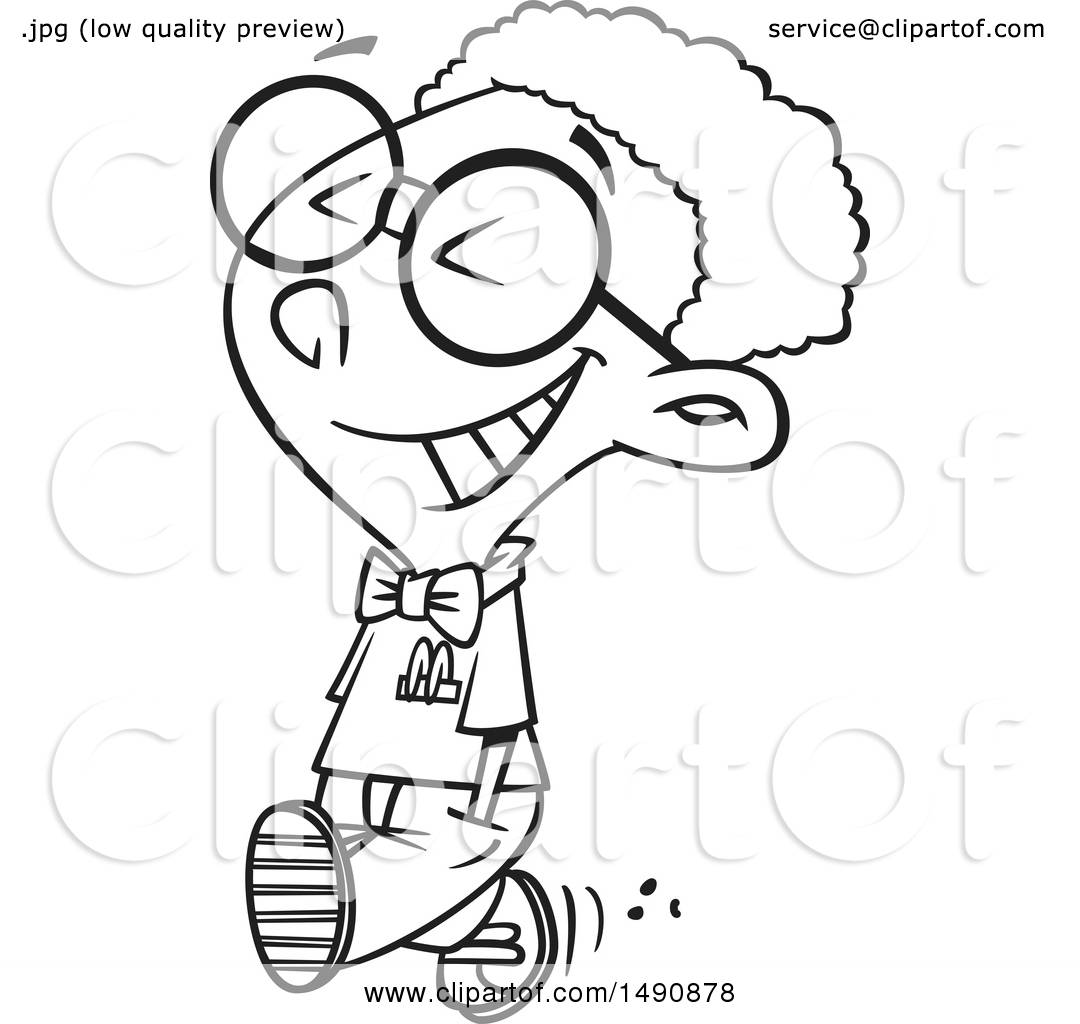 1080x1024 Clipart Of A Cartoon Black And White Happy Young African American