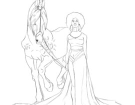 270x210 Fantasy Drawing Of African American Woman Riding Black Unicorn