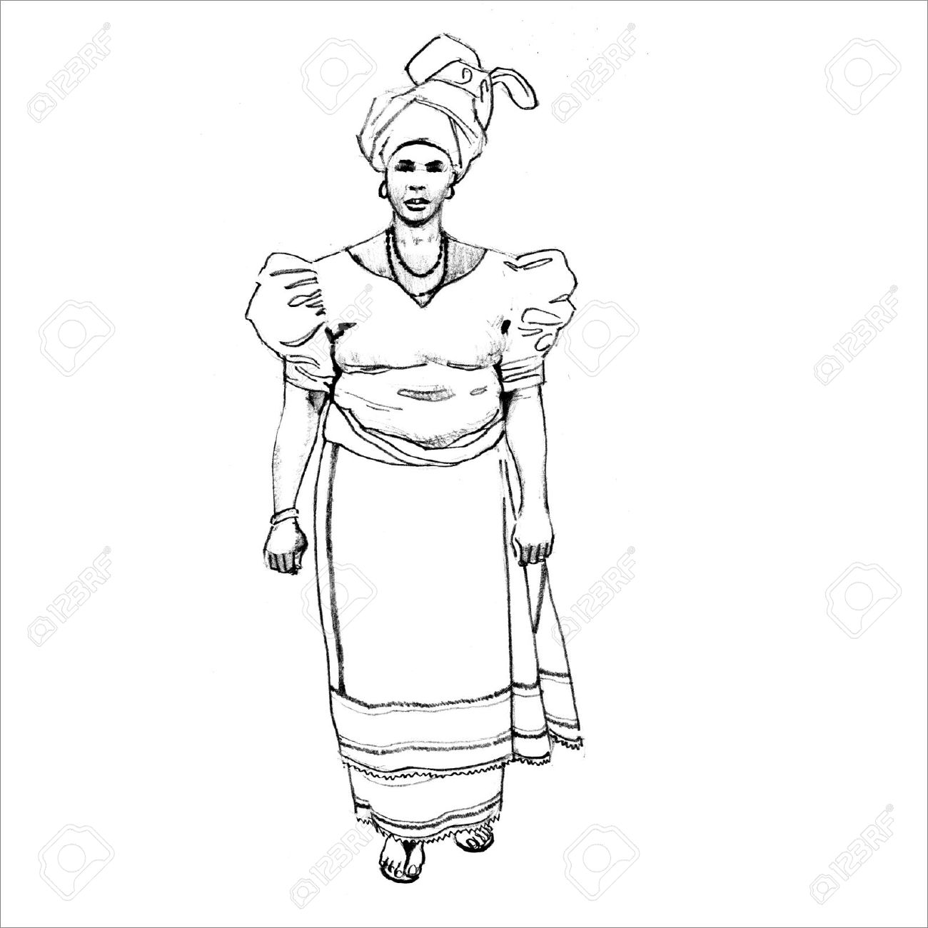 1300x1300 African Woman In Traditional Dress Royalty Free Cliparts, Vectors