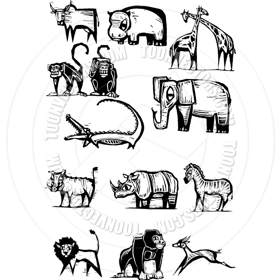 940x940 African Animal Group By Xochicalco Toon Vectors Eps