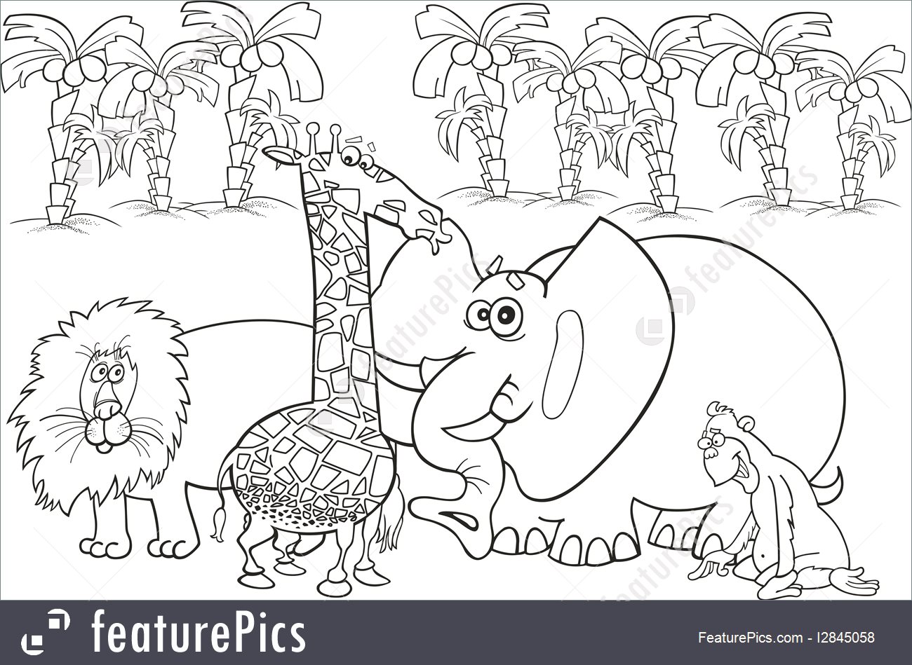 1300x949 African Animals For Coloring Illustration