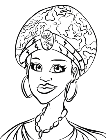 365x480 African Woman Portrait Coloring Page Free Printable Coloring Pages