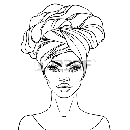 450x450 African American Pretty Girl. Vector Illustration Of Black Woman