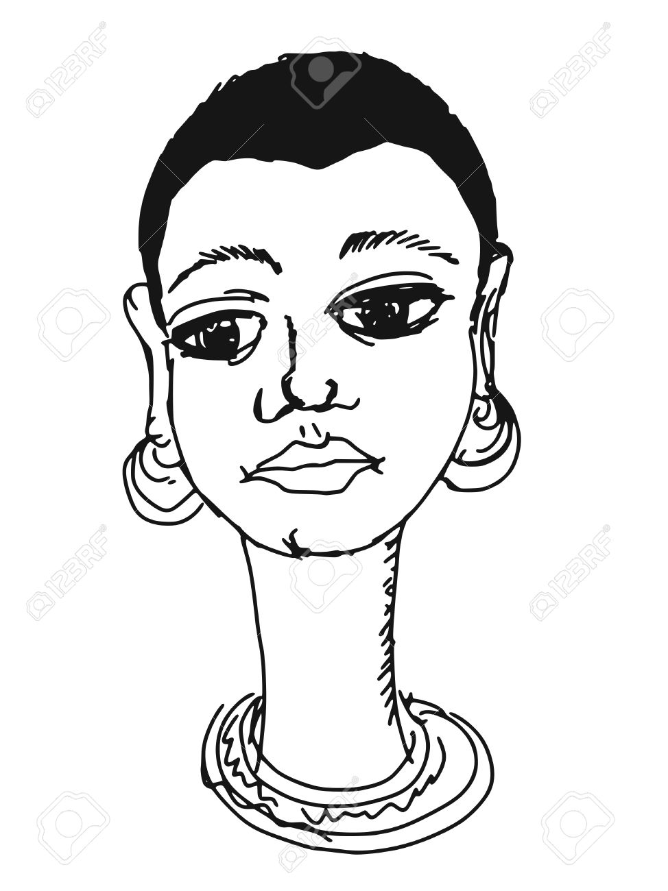 974x1300 Hand Drawn, Sketch, Doodle Illustration Of African Girl Royalty