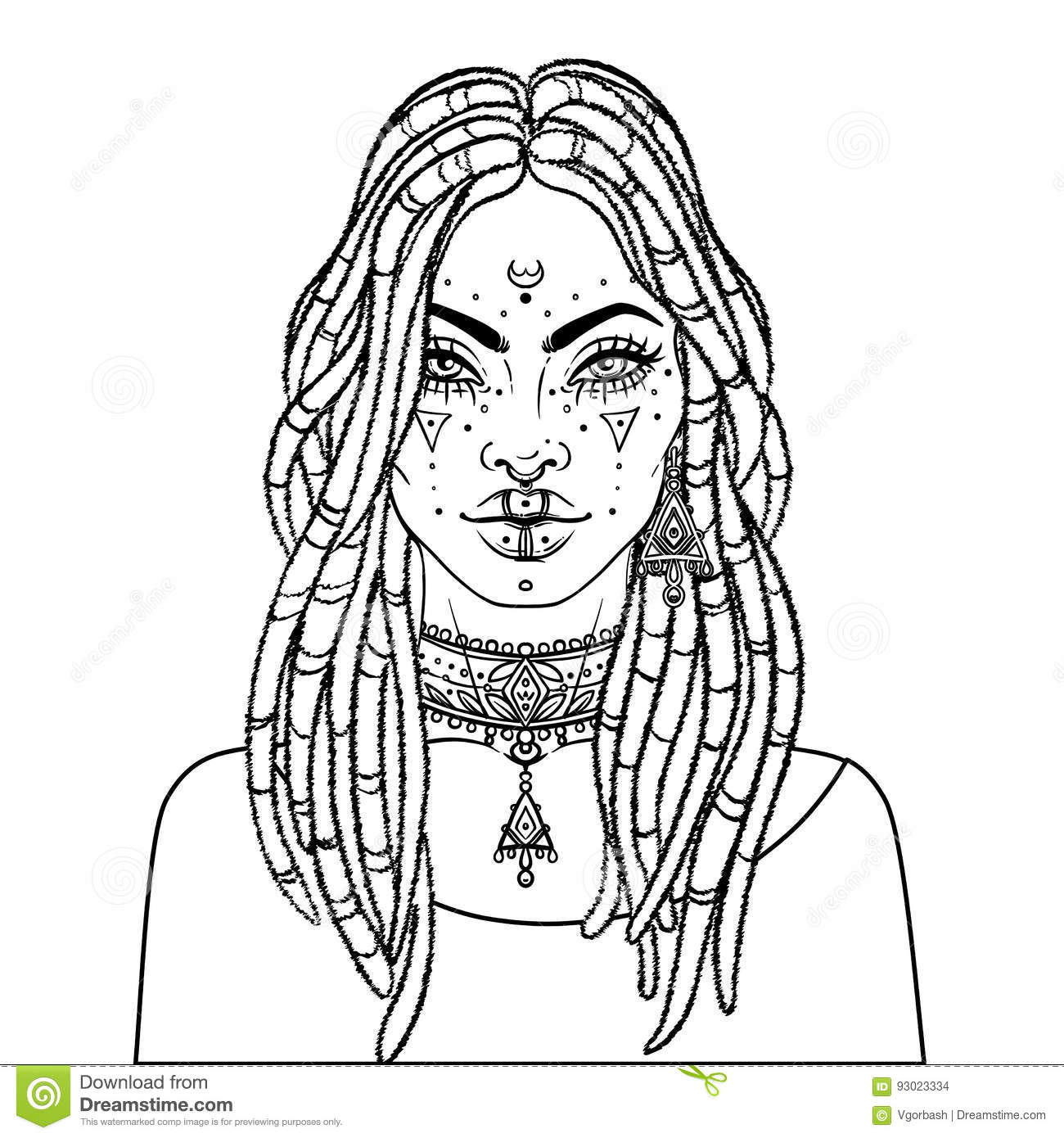 1300x1390 African American Pretty Girl Vector Illustration Black Woman Dread