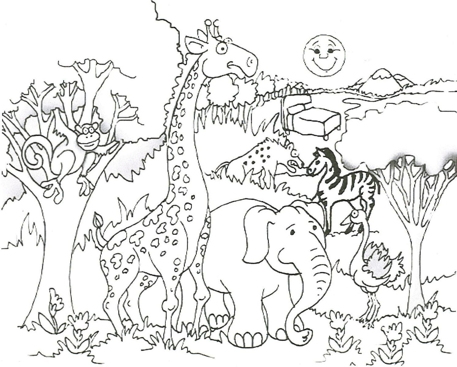 1492x1200 African Landscape Coloring Pages African Savanna Animals Coloring