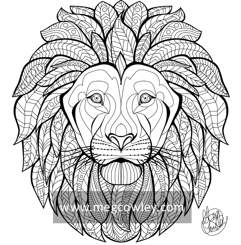 800x813 African Lion (The Exotic Colouring Book) By Megcowley