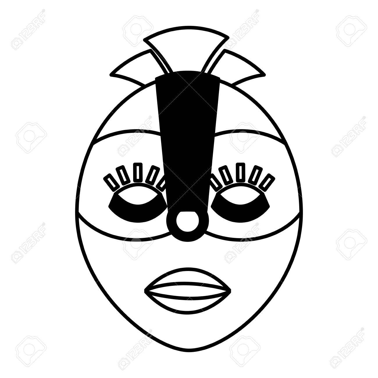 1300x1300 African Mask Ethnicity Icon Vector Illustration Design Royalty