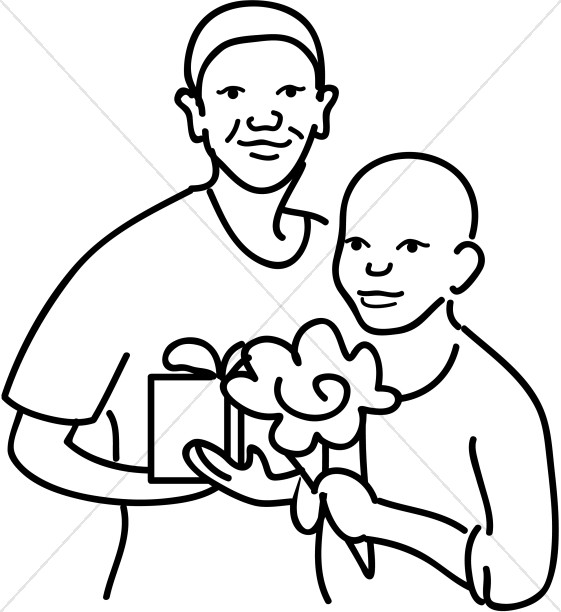 561x612 African American Mother And Son Line Art Mother's Day Clipart