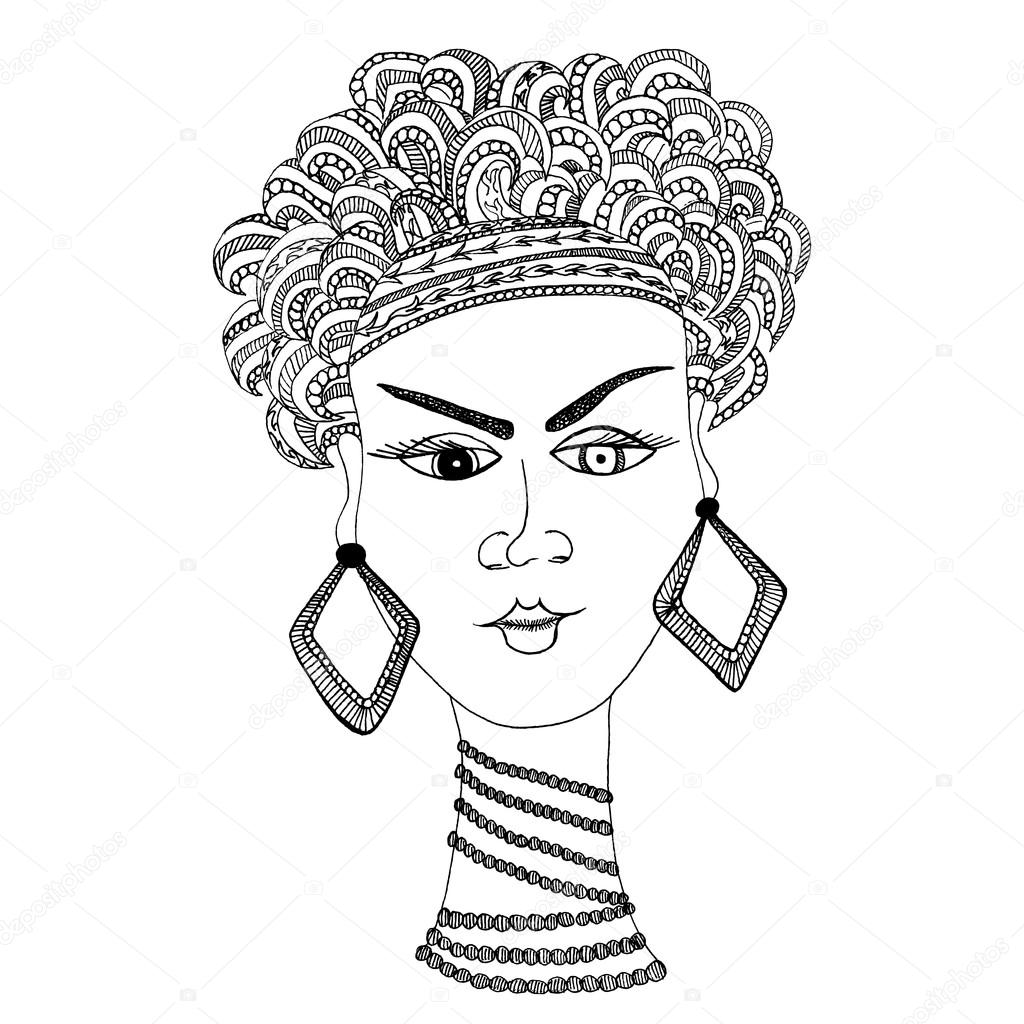1024x1024 Hand Draw Woman In African Style Stock Vector Art L@i.ua