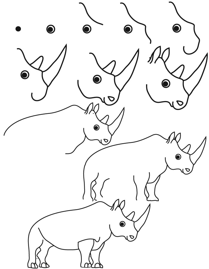 700x900 Drawing Rhinoceros