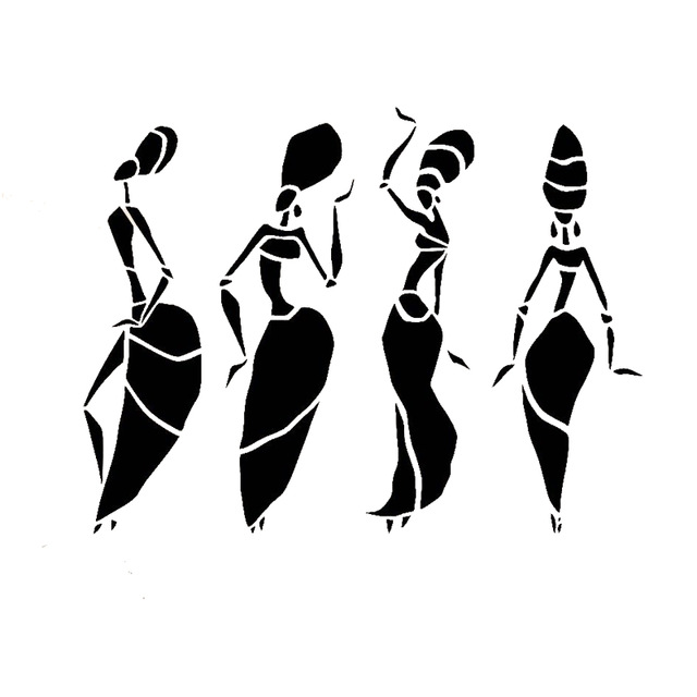 640x640 1713.1cm Abstract African Women Dancing Car Stickers Cartoon