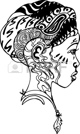 268x450 Girl In Profile In Indian Clothes. Black And White Drawing