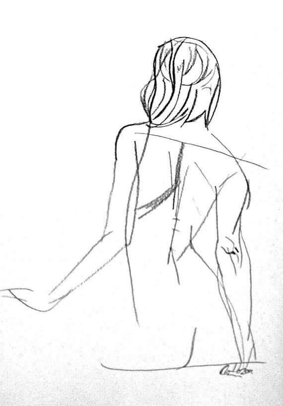 570x817 Nude Charcoal Drawing Custom 8 X 10 Figure Par Customcharcoalart