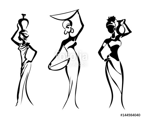 500x417 Silhouettes Of The Greek And African Women, Isolated On White