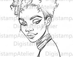 236x187 Afican Woman. Instant Download Digital Digi Stamps Art