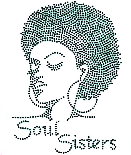 500x591 Black) Soul Sisters Afro Girl Lady Rhinestone Transfer