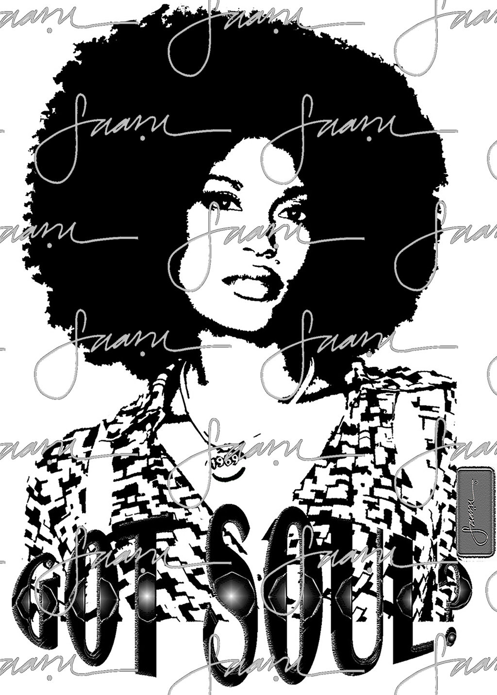 1024x1432 Afro Girl Got Soul Black Amp White Girl Graphic Tee