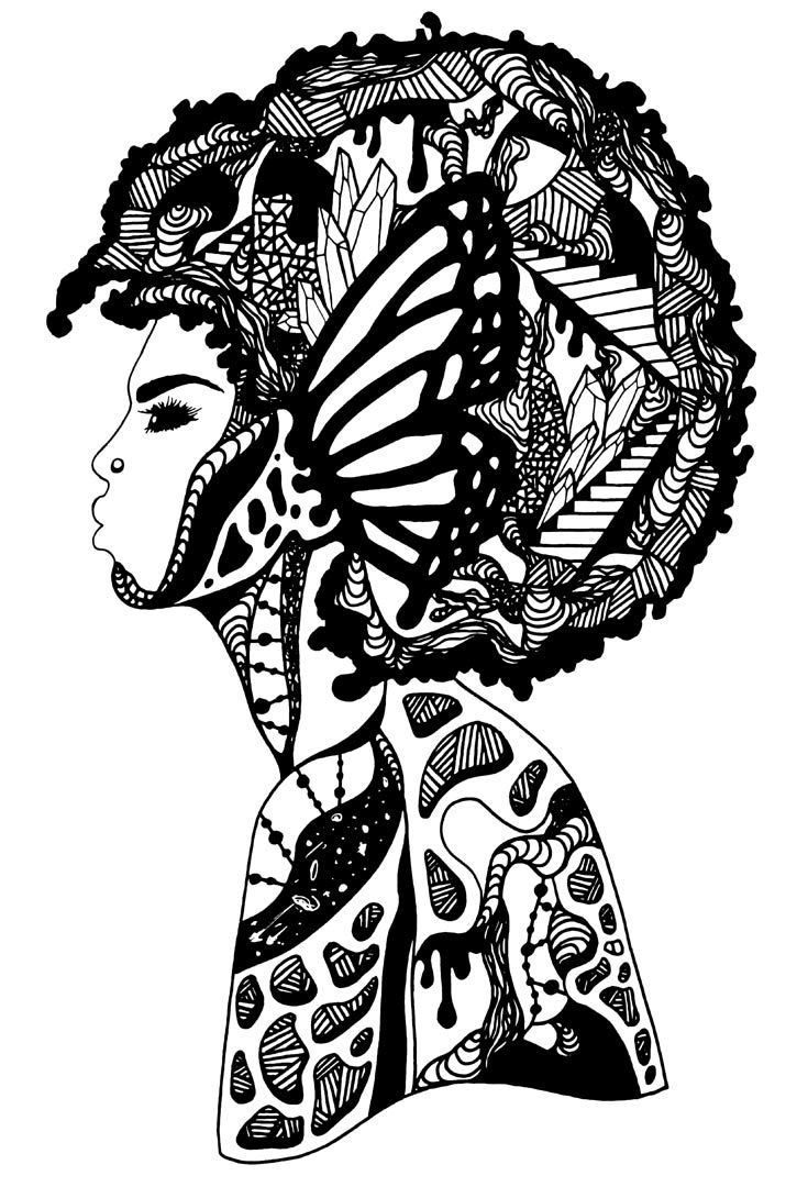 735x1080 The Most Beautiful Afro Woman Art In Black Amp Gold