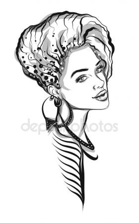 280x450 African American Model Silhouette Stock Vector Deryadraws