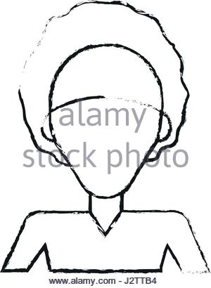 300x410 Silhouette Half Body Afro Girl With Curly Hair Vector Illustration