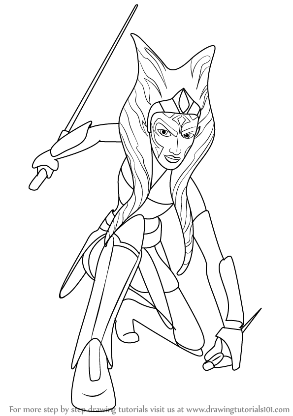 595x846 Learn How To Draw Ahsoka Tano From Star Wars (Star Wars) Step By