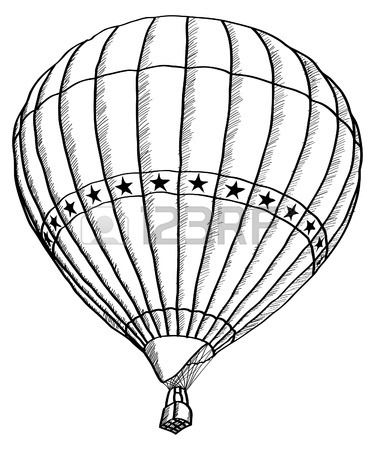 375x450 Hot Air Balloon Sketch Up Line Royalty Free Cliparts, Vectors,