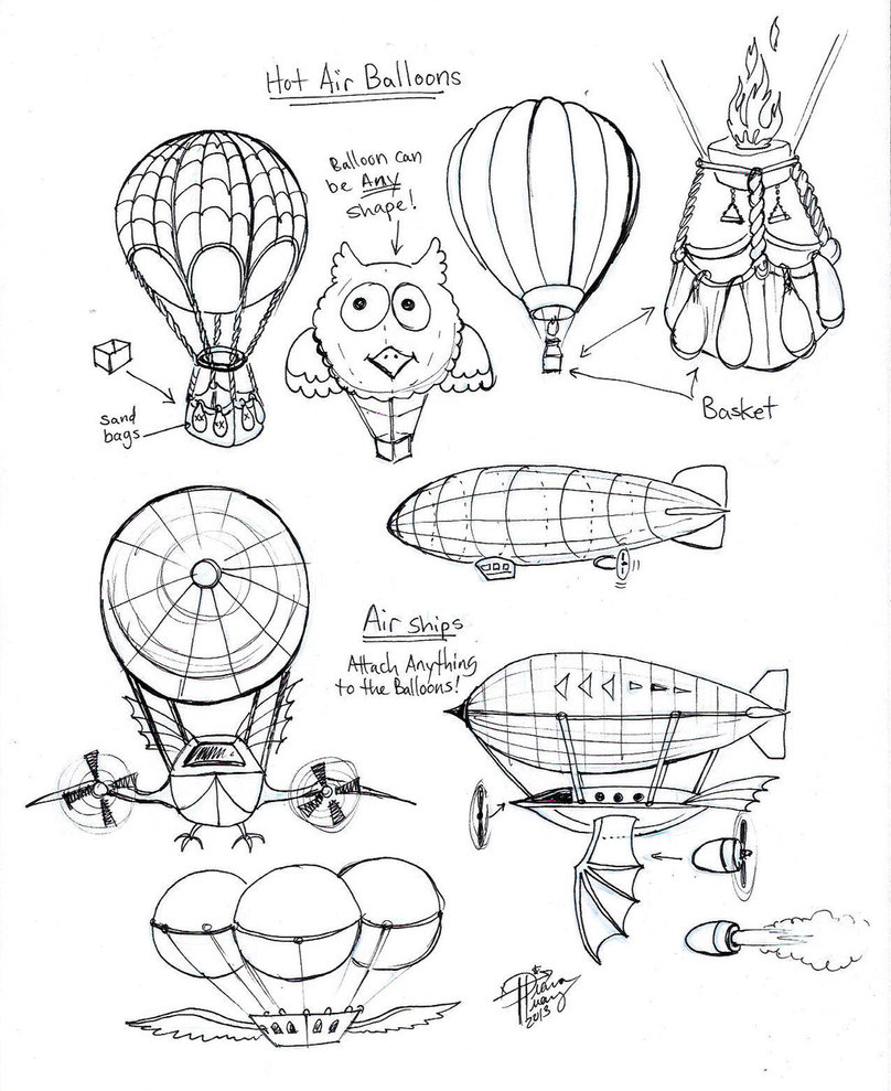 808x989 Draw Hot Air Balloons And Air Ships By Diana Huang