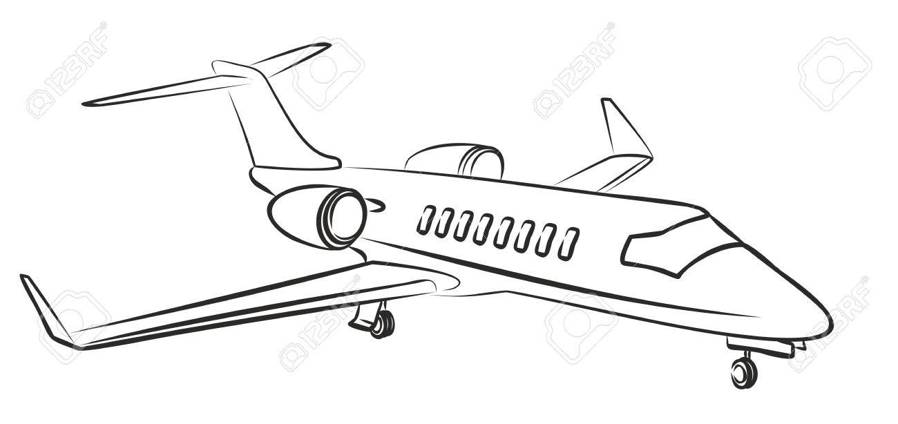 1300x614 Sketch Passenger Aircraft. Royalty Free Cliparts, Vectors,
