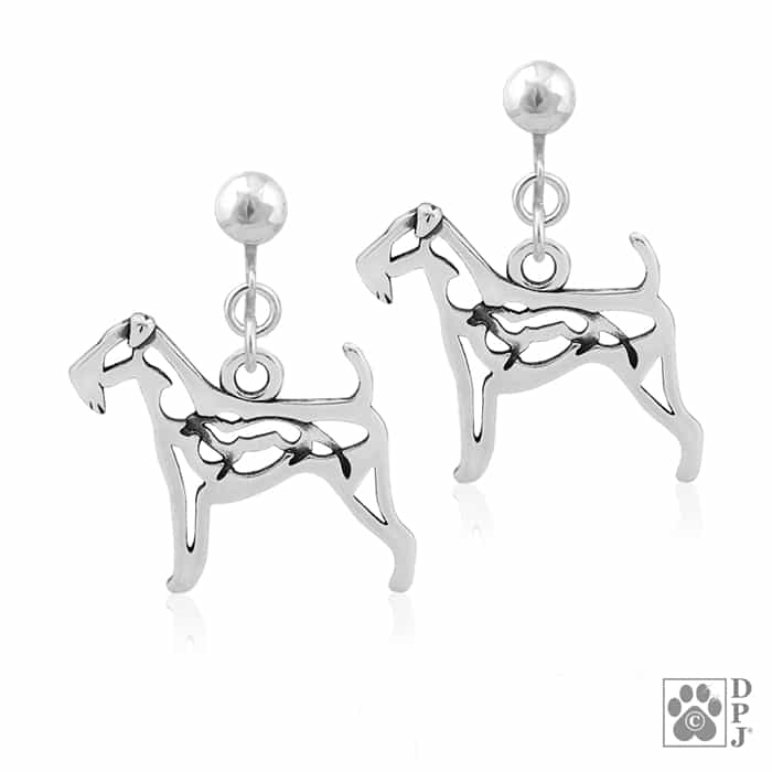 700x700 Airedale Earrings, Sterling Silver Airedale Terrier Earrings