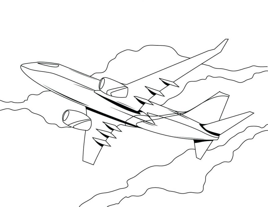 878x679 Pin Drawn Airplane Colouring Page 110 Wonderful Coloring Picture