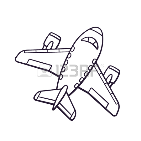 450x450 Vector Illustration. Hand Drawn Doodle Of Toy Plane. Travel By