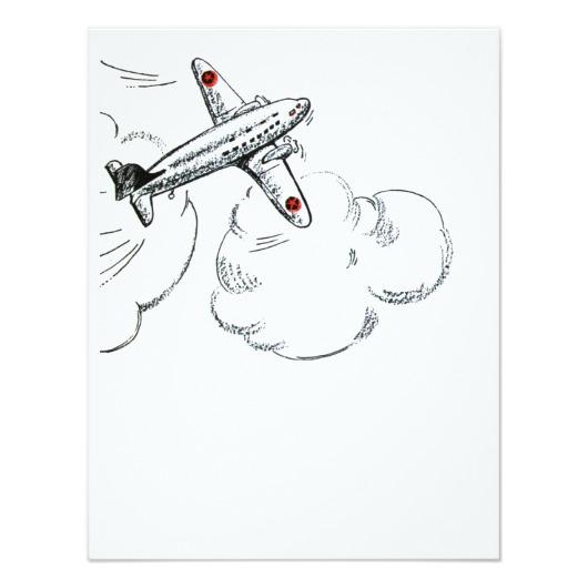 530x530 Old Fashioned Airplane Drawing Card Invitations 4 U
