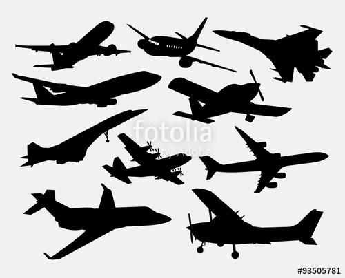 500x404 Airplane Transportation Silhouettes. Good Use For Symbol, Logo