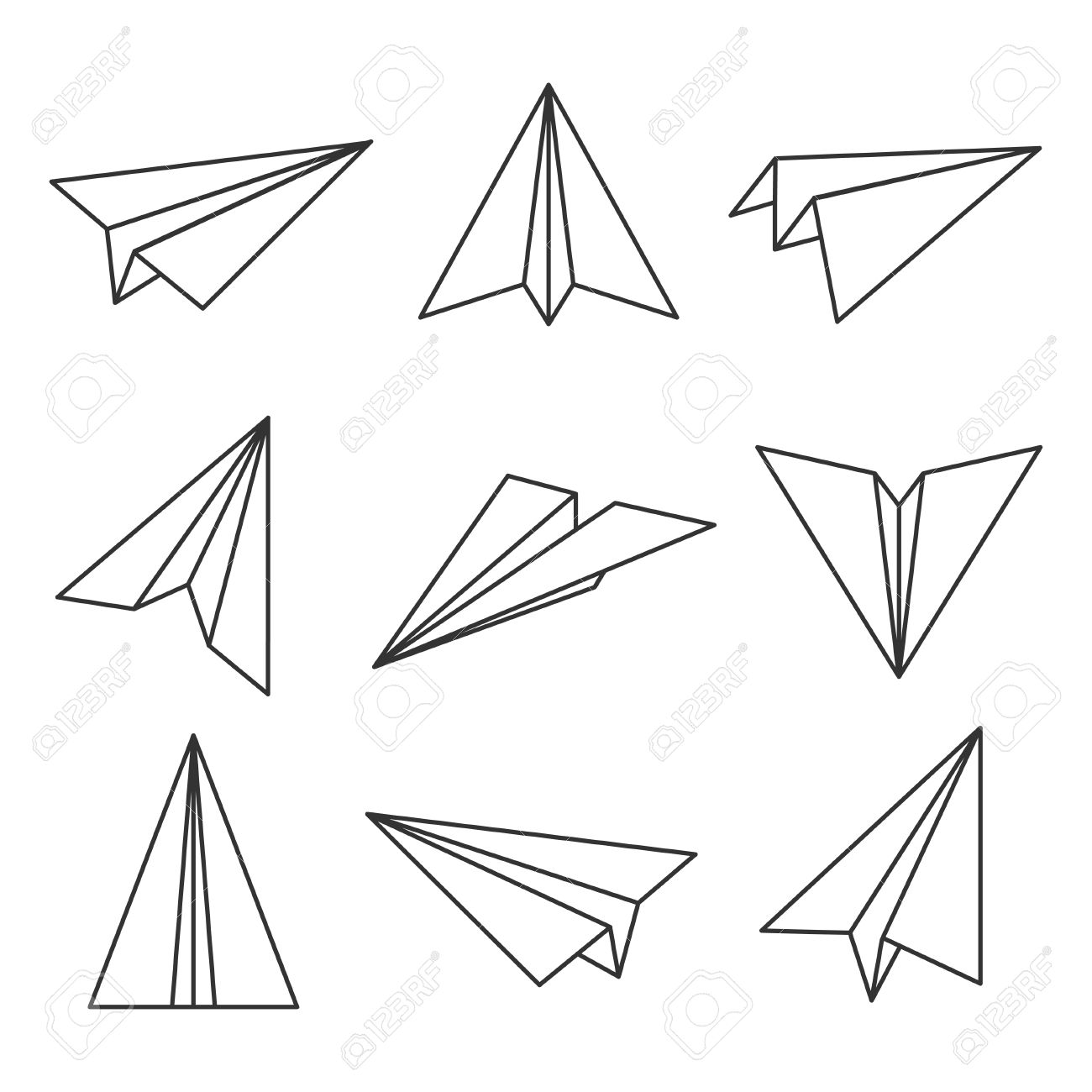1300x1300 Paper Plane Outline. Glider, Made Out Of Folded Paper, Toy