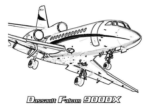 600x464 Airplane Dassult Falcon 900dx Coloring Pages For Kids