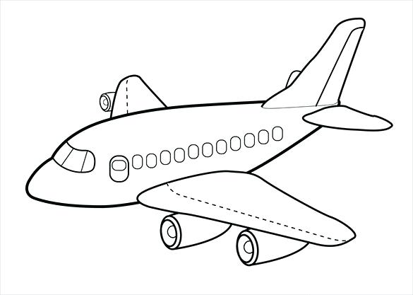 585x417 Airplane Coloring Book Printable For Amusing Draw Paint Jet Page