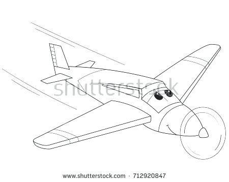 450x358 Coloring Plane Black And White Cartoon Illustration Of Funny Jet