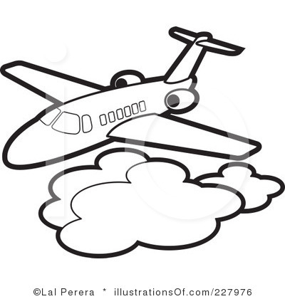 400x420 Airplane Clipart Line Drawing