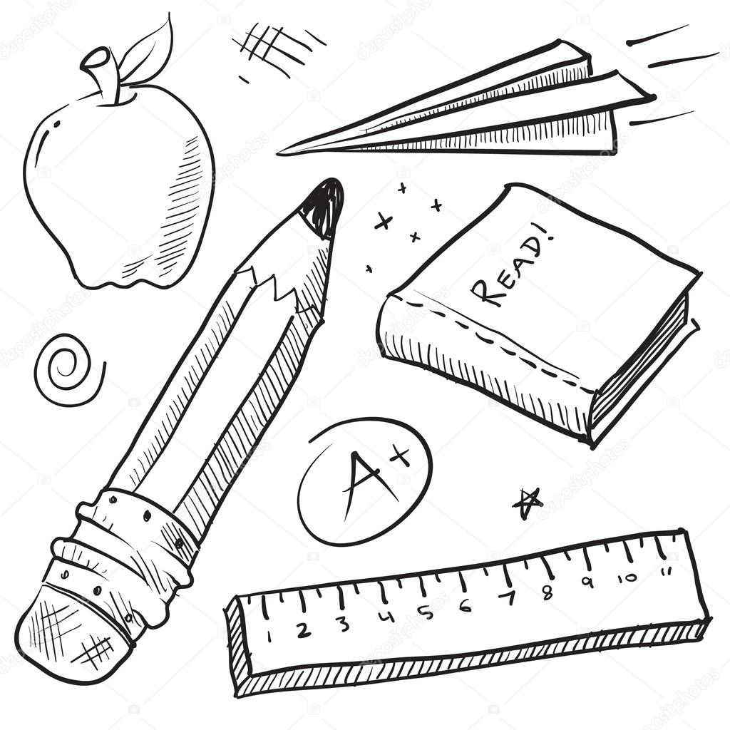 1024x1024 Back To School Objects Sketch Stock Vector Lhfgraphics