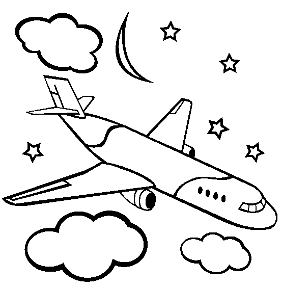 554x565 Coloring Sheet Of Airplane Flying Between Cloud For Kids