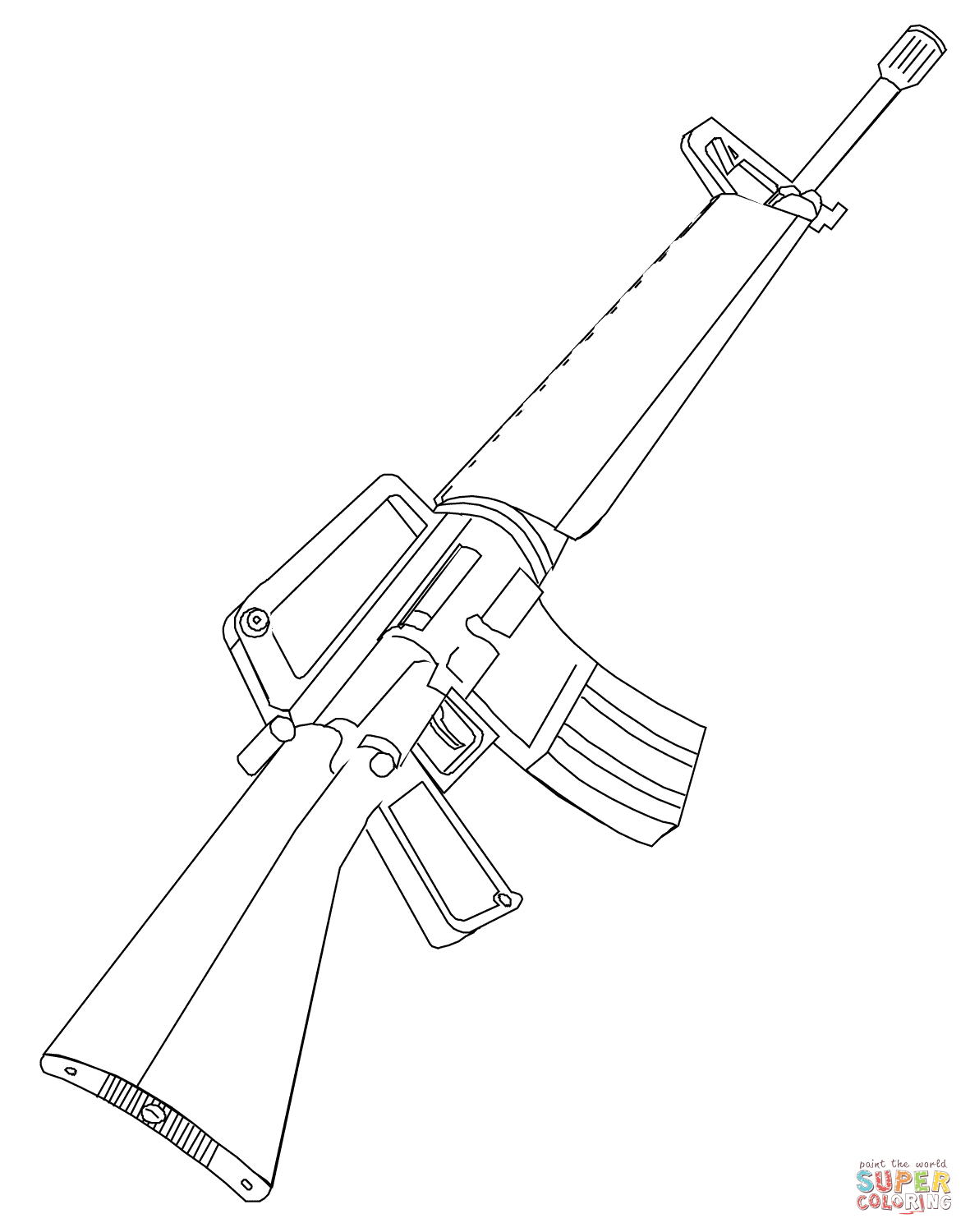 1181x1500 M16 Rifle Coloring Page Free Printable Coloring Pages