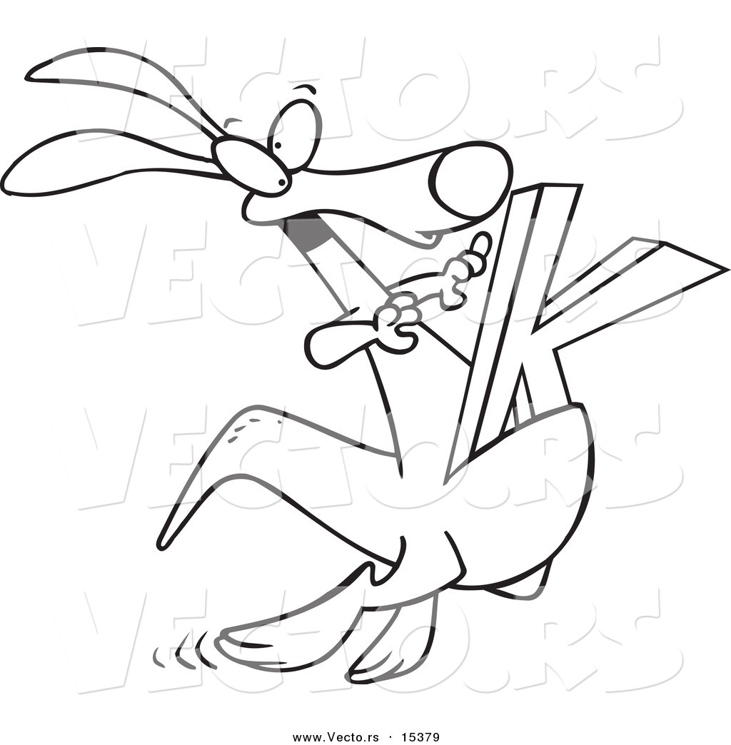 1024x1044 Vector Of A Cartoon Kangaroo With A K In Its Pouch