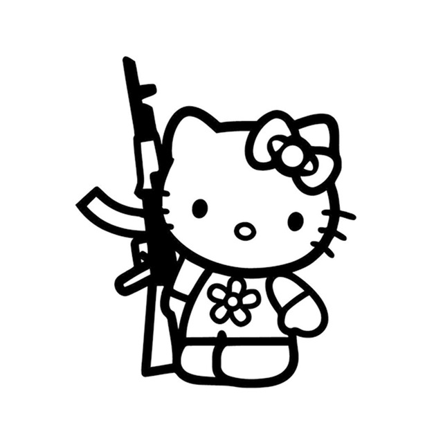 640x640 Funny Hello Kitty Rifle Ar15 Ak47 Jdm Vinyl Sticker Decal For Car