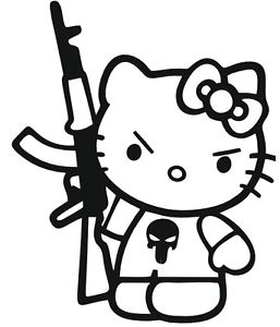 257x300 Nr4) Hello Kitty Ak 47 Vinyl Decal Sticker Laptop Wall Window Car