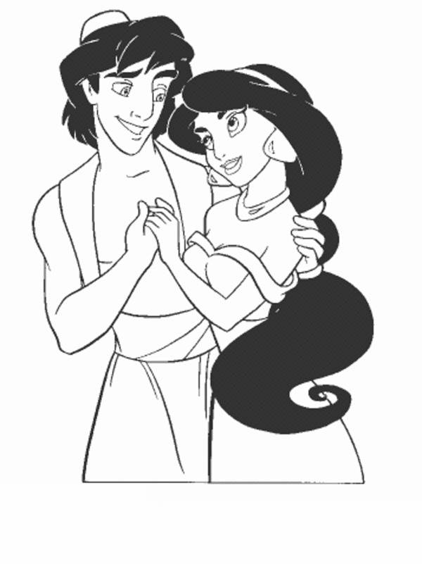 600x801 Romantic Princess Jasmine And Aladdin Coloring Pages