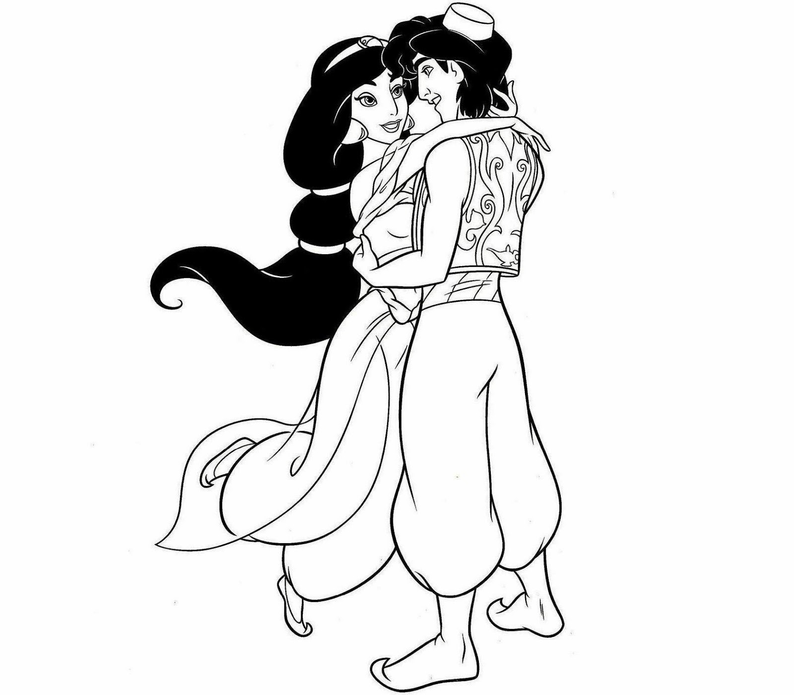 1600x1400 Aladdin And Jasmine Drawing Colour Drawing Free Wallpaper Disney