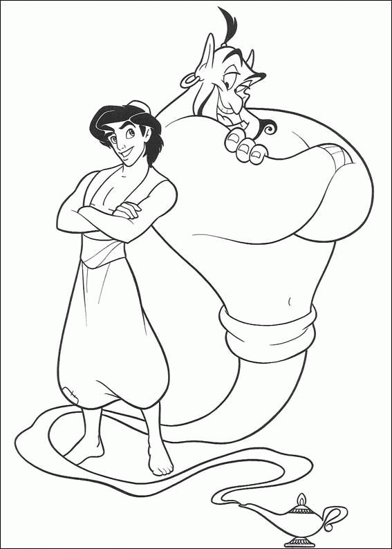 567x794 Aladdin And Djinni Of The Lamp Coloring Page