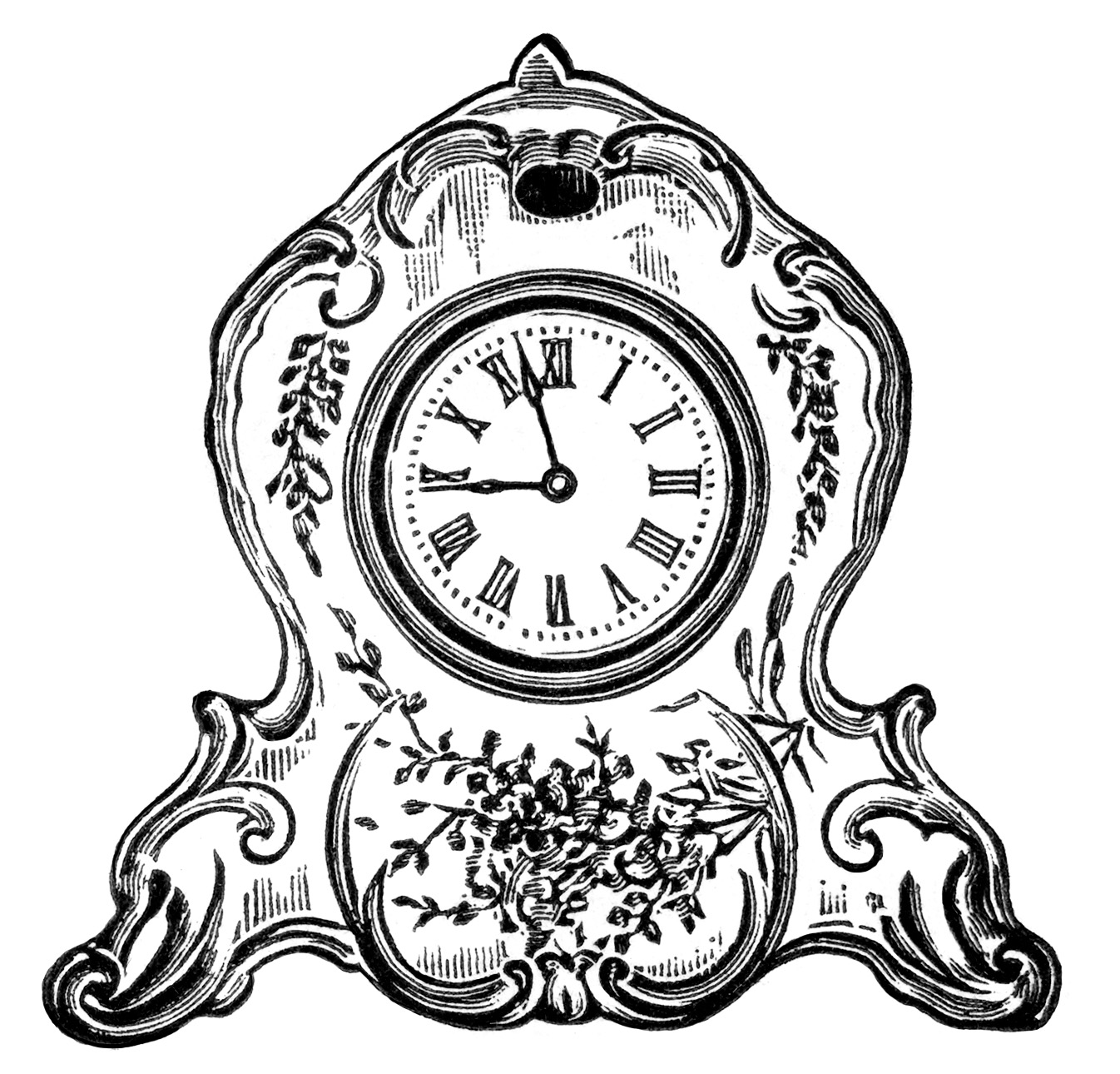 1346x1290 Drawn Clock Old Fashioned