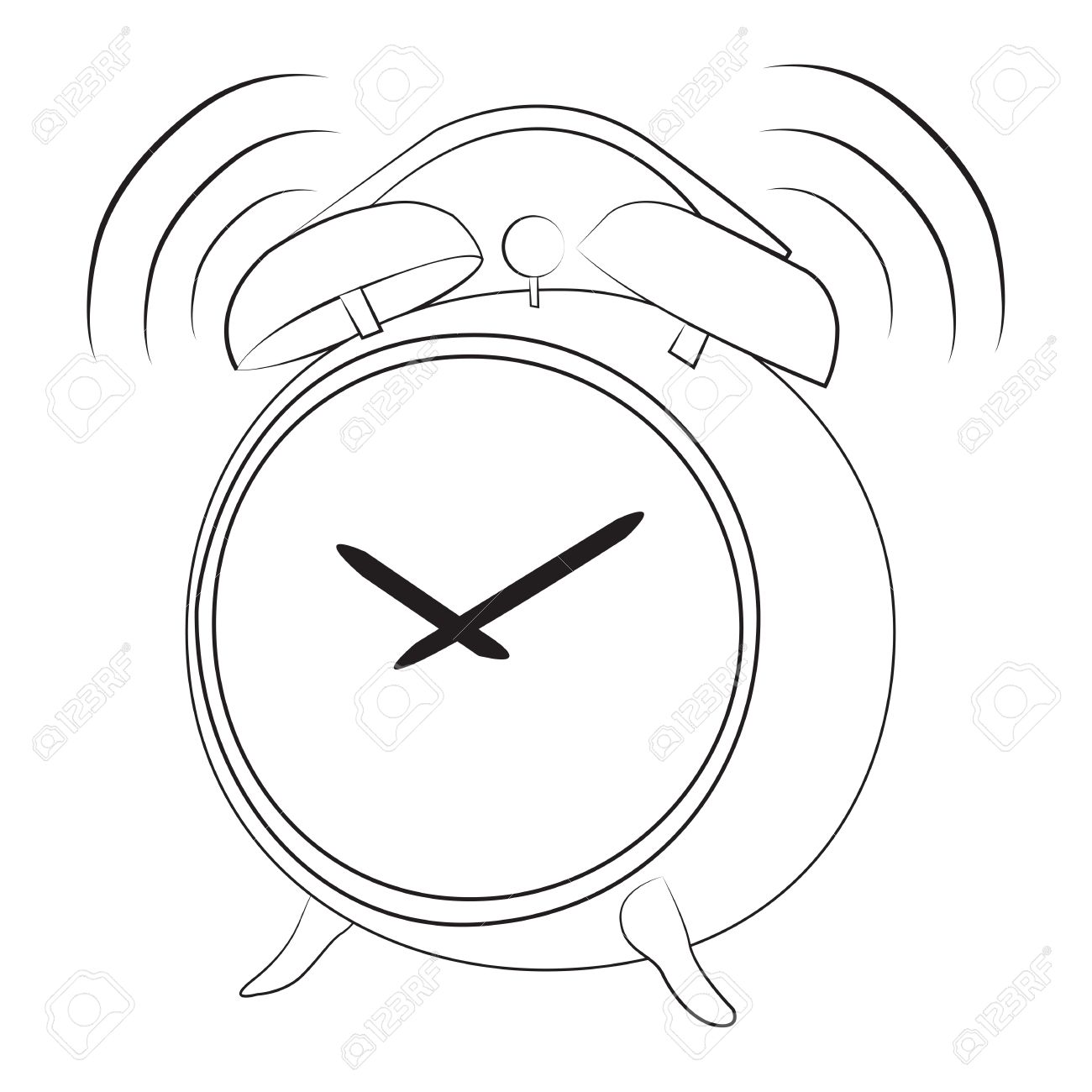 1300x1300 Funny Cartoon Alarm Clock Ringing Isolated On White Royalty Free